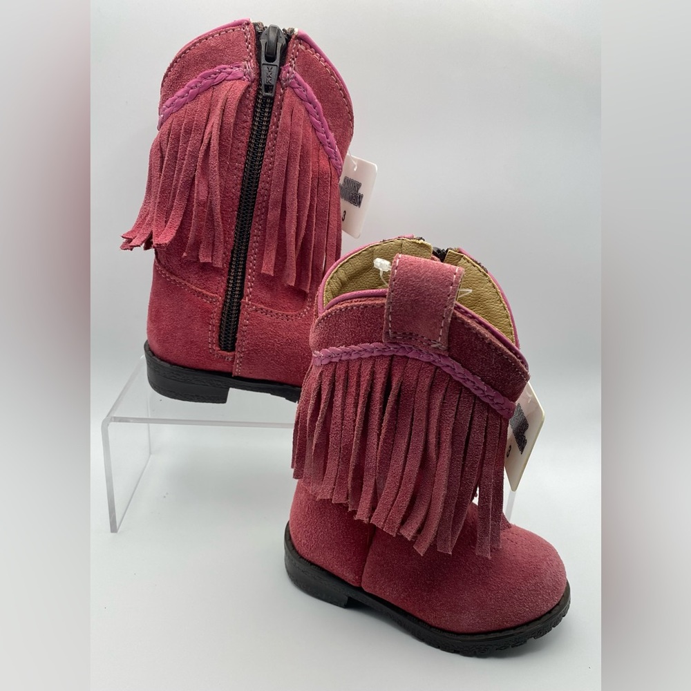 NWT Toddler Size 3 R Pink Fringe Suede Boots Smoky Mountain